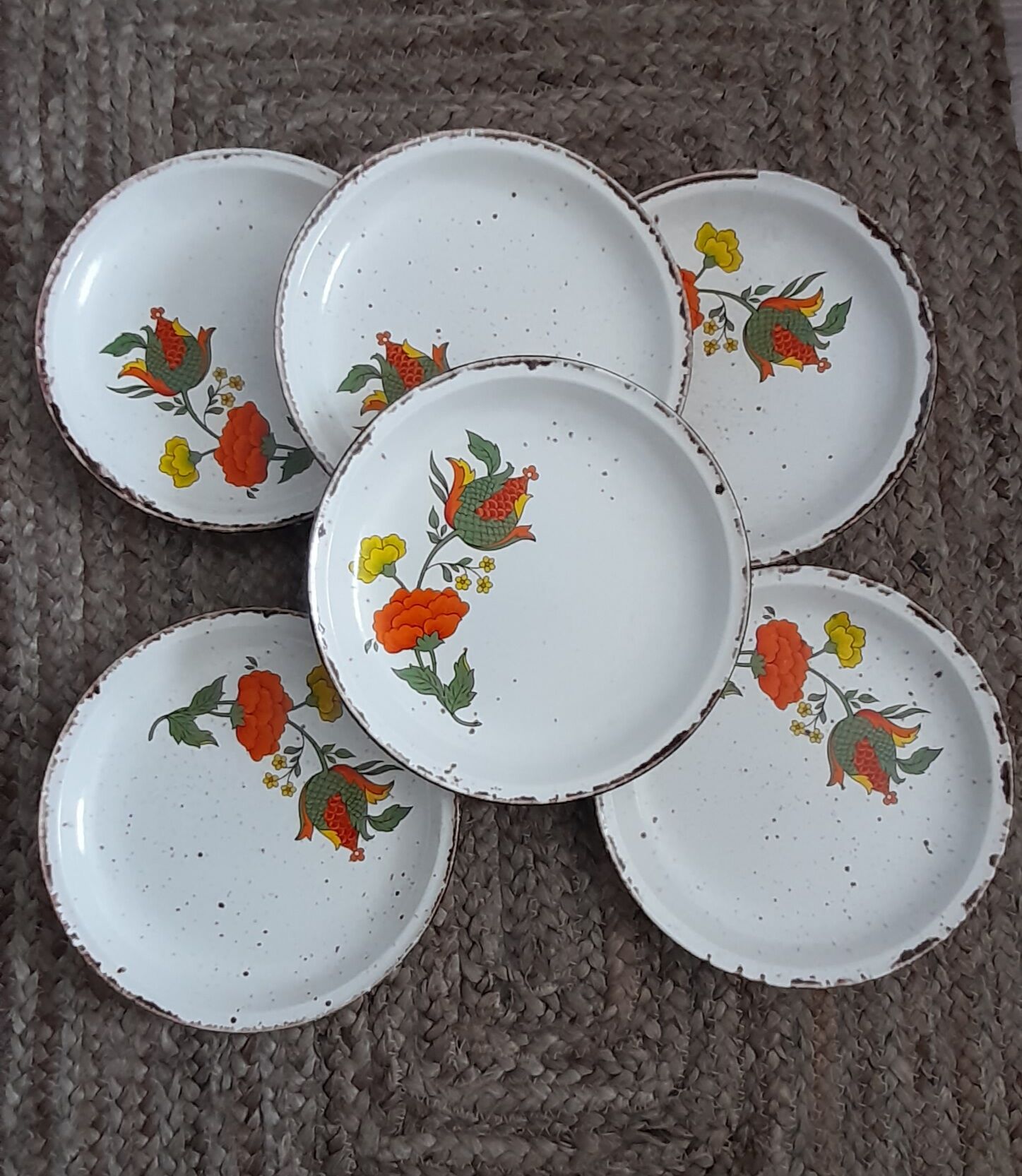 Set of 6 plates dessert in Gien sandstone - France, model China - So vintage