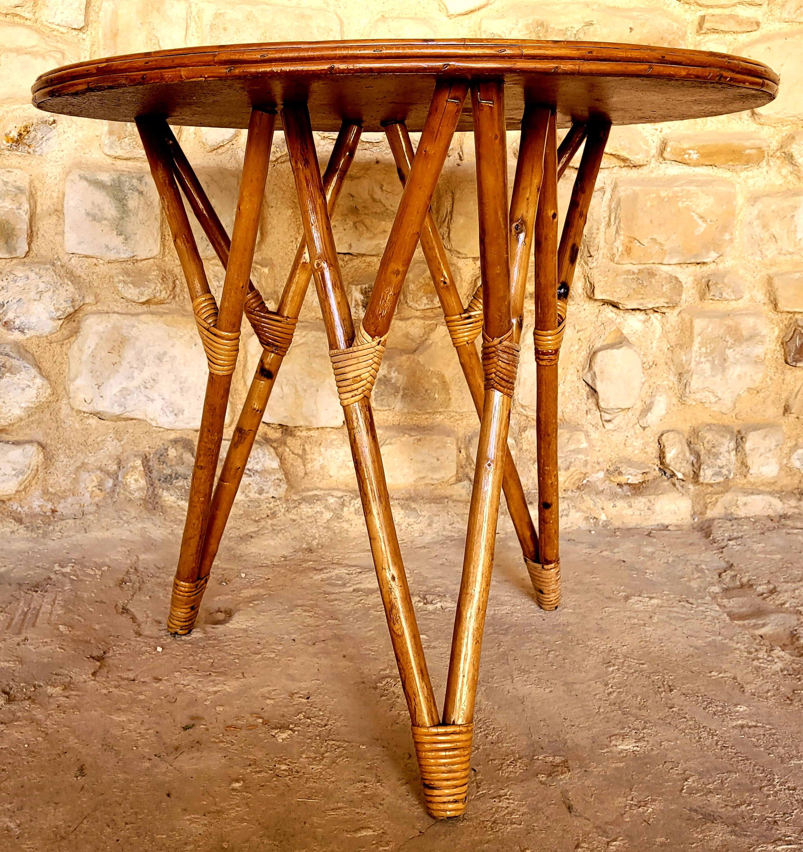 Vintage bamboo and rattan table from the 50s/60s