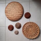 Wicker trays for wall decoration