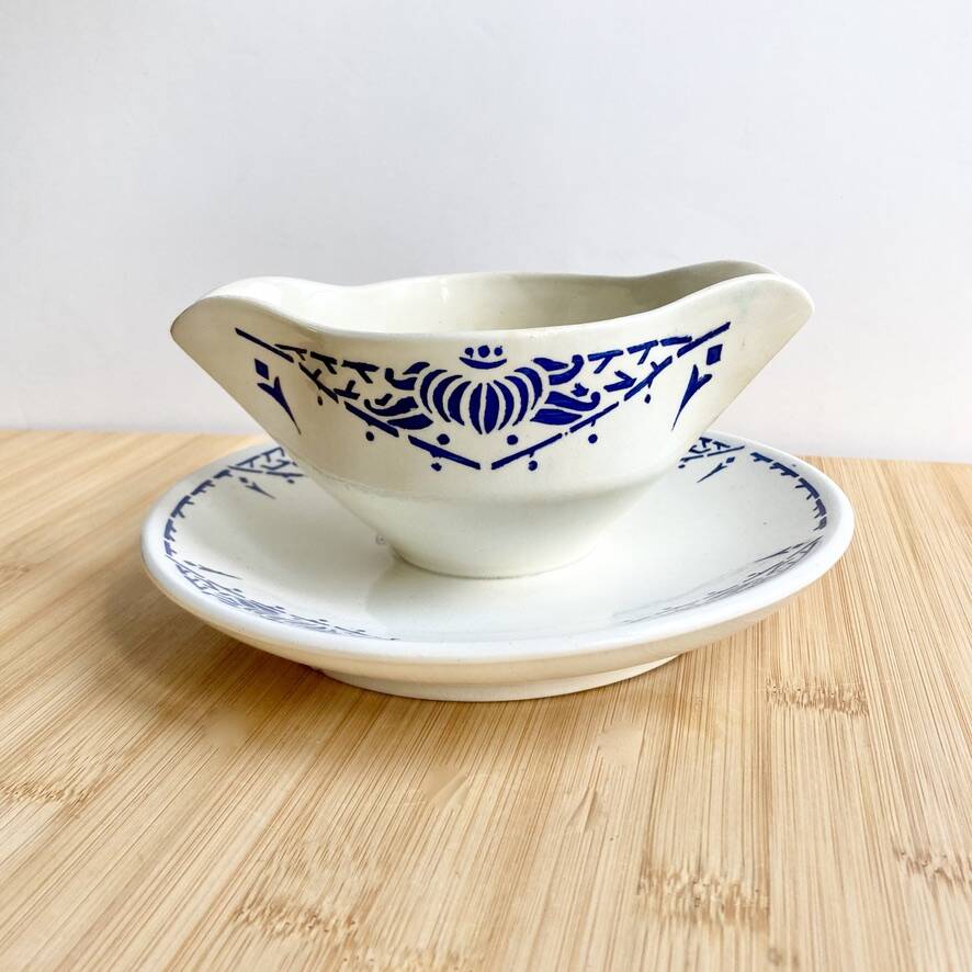 Art Deco iron earth gravy boat
