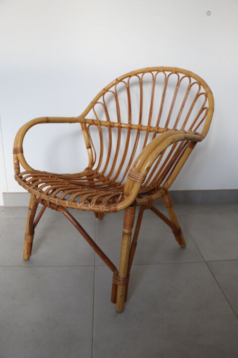 2 fauteuils rotin adulte 1960