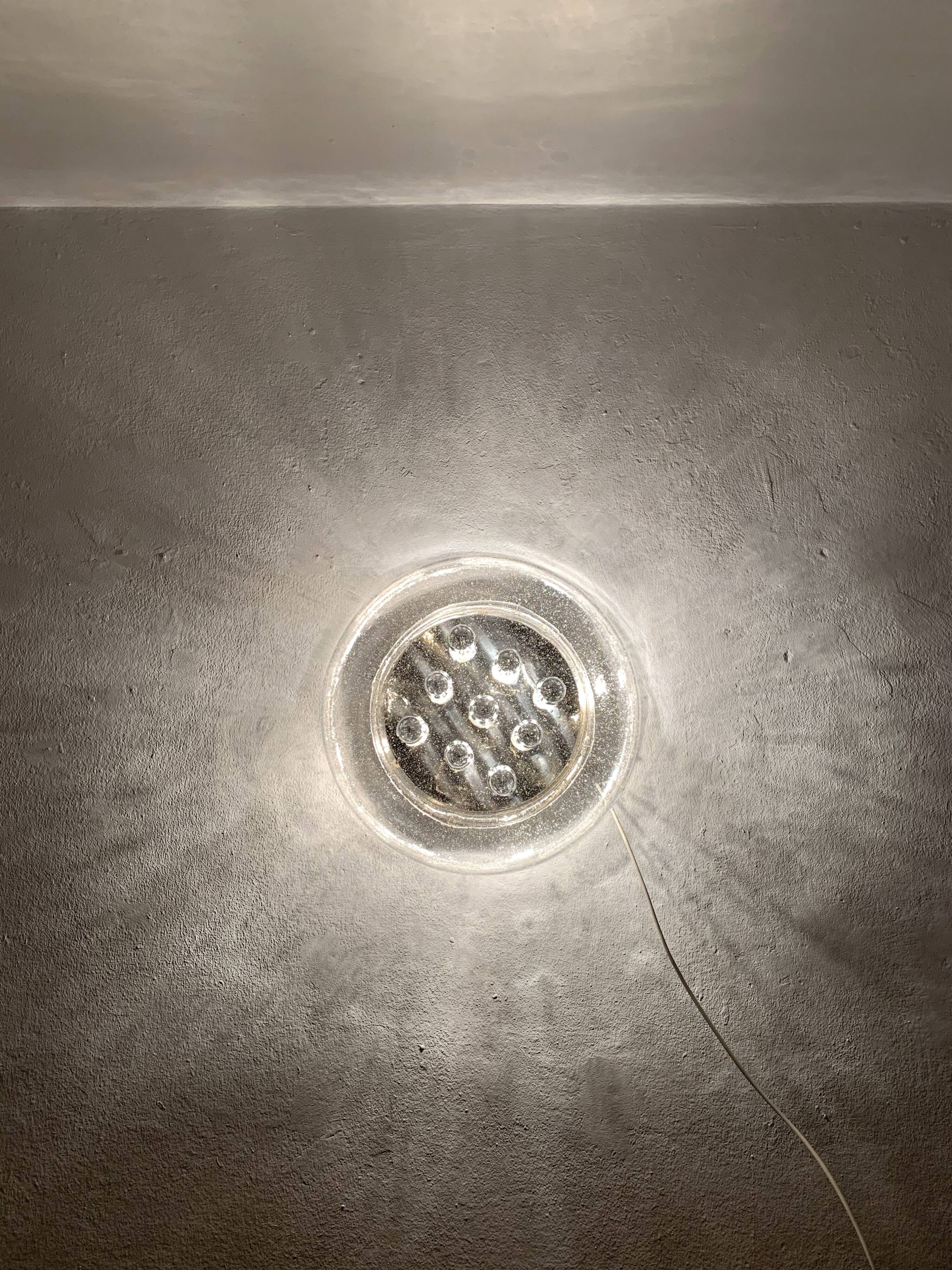 Large Bubble Glass Mushroom Flush Lamp