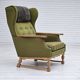 1970s, Danish highback armchair, wool, oak