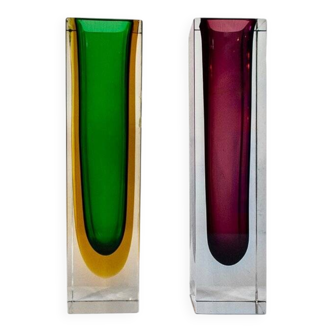 Sommerso vases in Murano glass by Flavio Poli, 1970s, set of 2