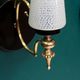 Pair of brass wall lights and speckled white glass tulips LAMP-6019