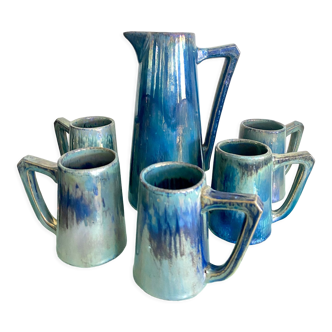 Rambervillers stoneware pitcher and cups