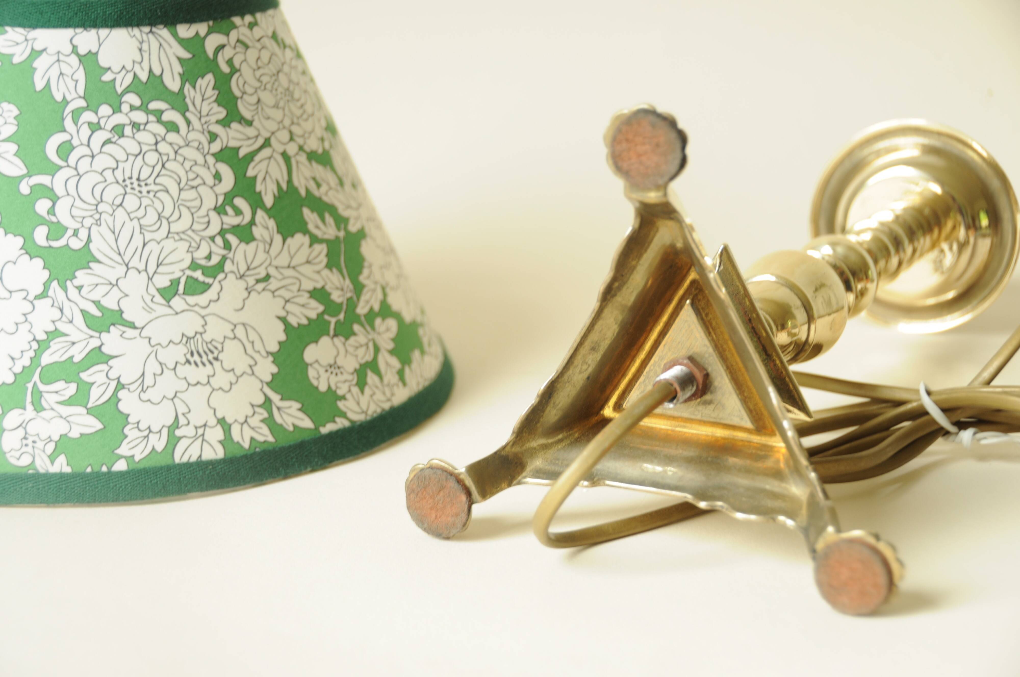 Brass Floor Lamp - Green Liberty Flower Shade