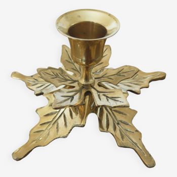 “Holly leaf” candle holder in brass 70s 80s
