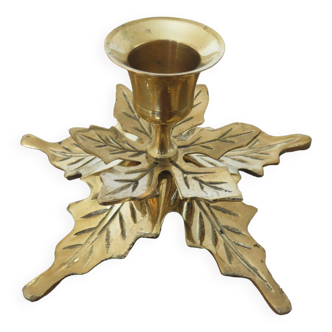 “Holly leaf” candle holder in brass 70s 80s