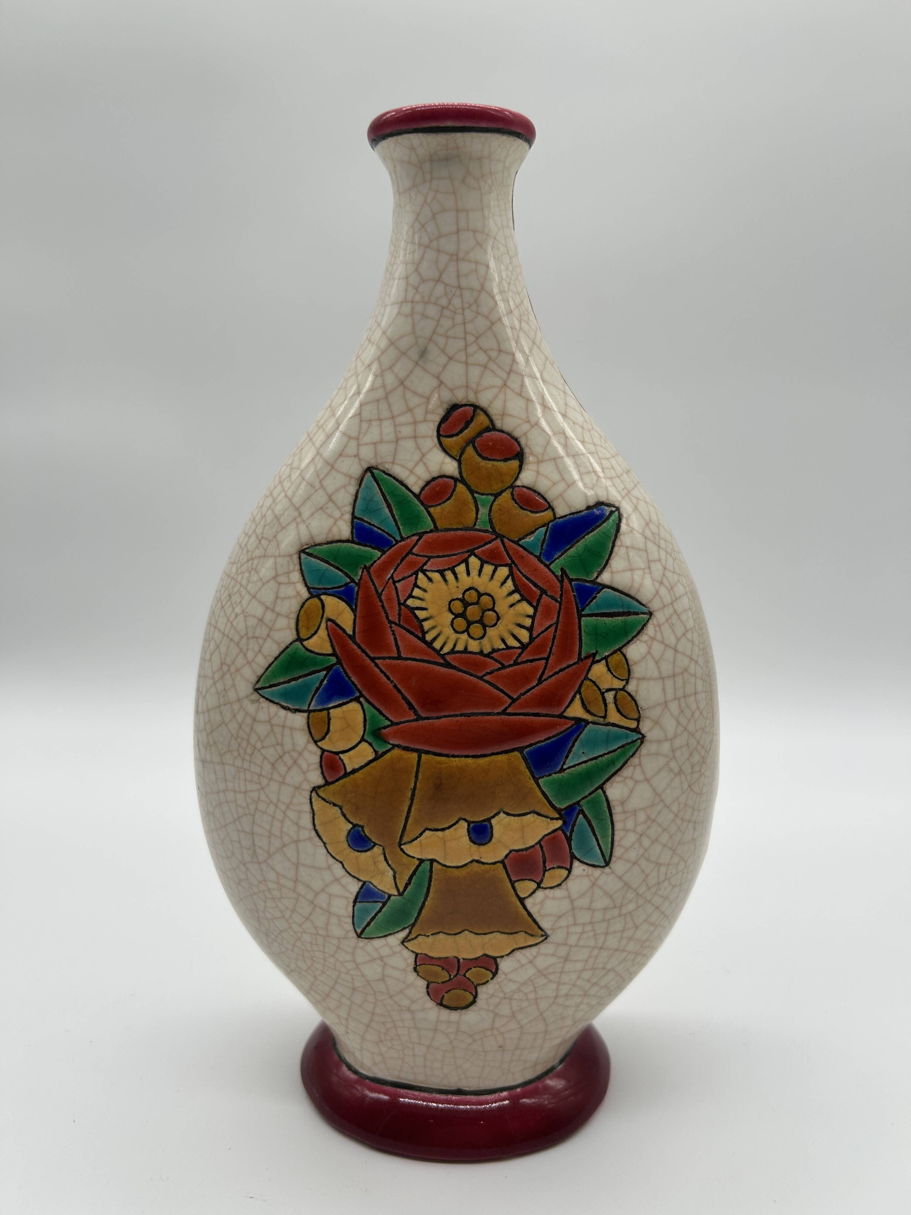 Vase art deco en émaux de longwy