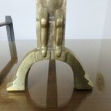 Anton Prinner, pair of Shaman fire dogs in gilded bronze, monogrammed, 1930