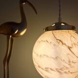 Vintage globe pendant light in marbled opaline