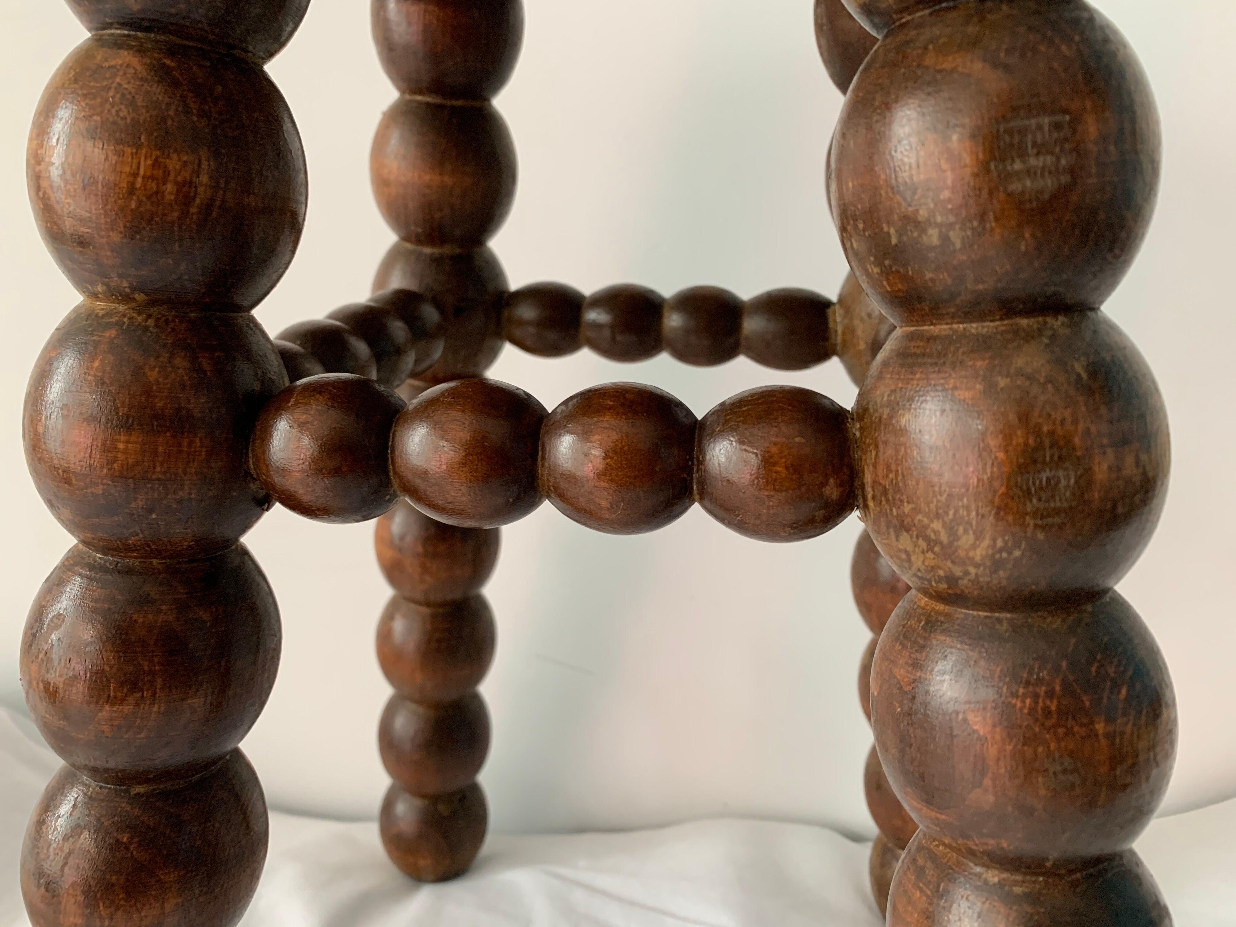 French turned wood stool 1950