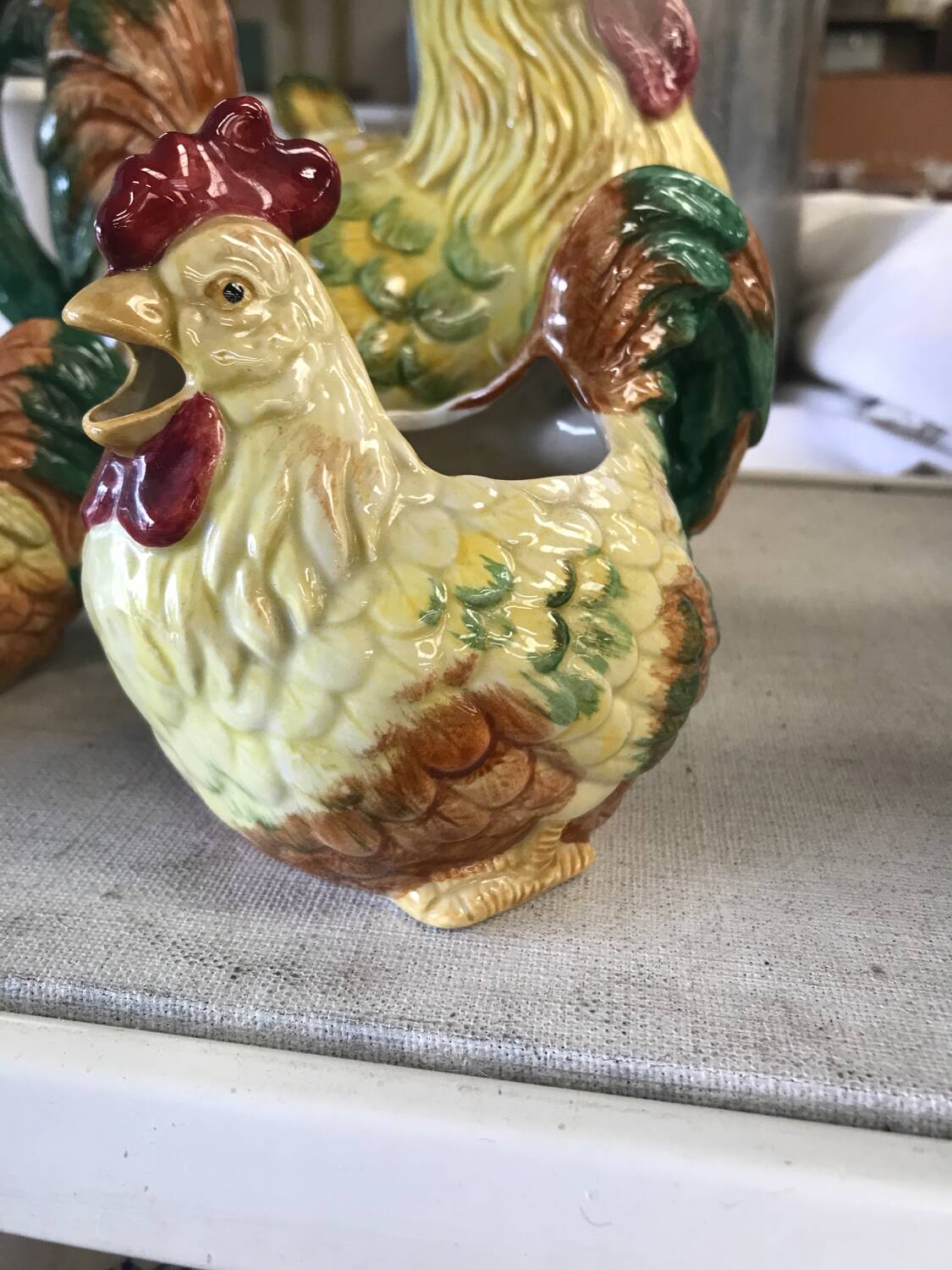 Set of candy and sugar boxes in slipware.