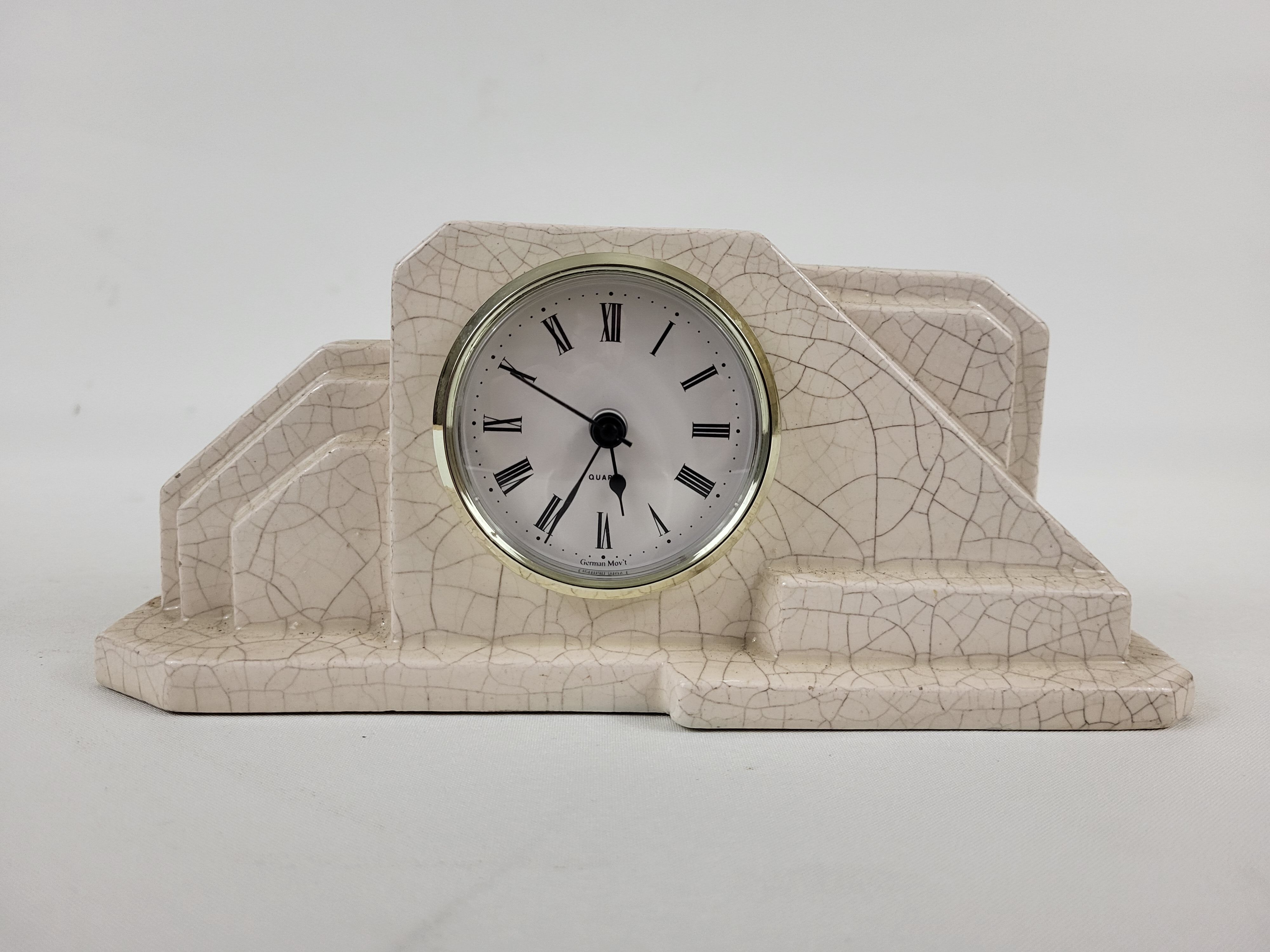 Art deco cracked earthenware clock