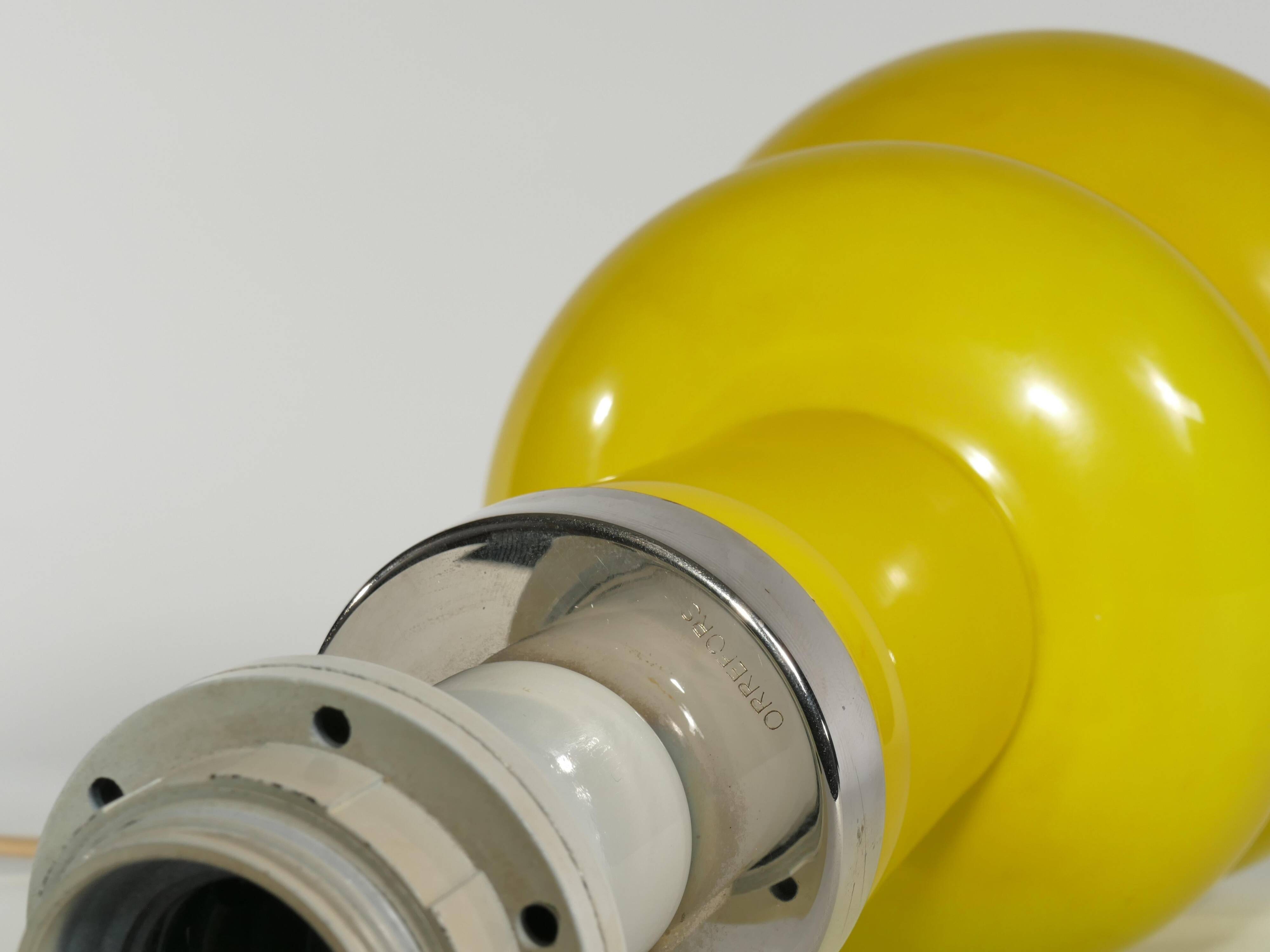 Mid-Century Modern Curvaceous Bright Yellow Glass Table Lamp by Orrefors, 1960s