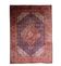 1940s vintage wool medallion rug, red and navy, 206 × 320 cm