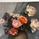 Nature morte à l'huile sur toile "le bouquet de roses" 1930, tableau ancien