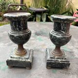 Pair of green marble vases