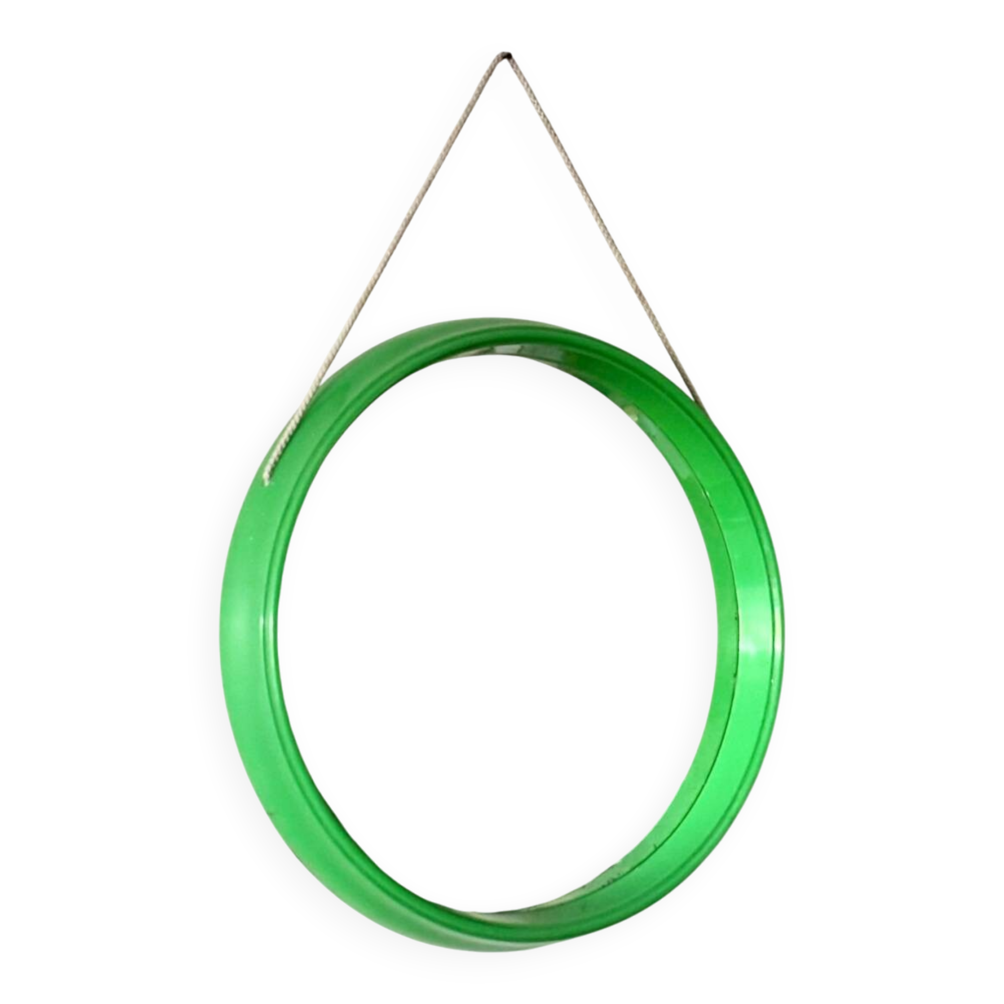 Miroir rond en plastique vert, années 70