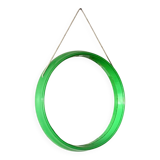 Miroir rond en plastique vert, années 70