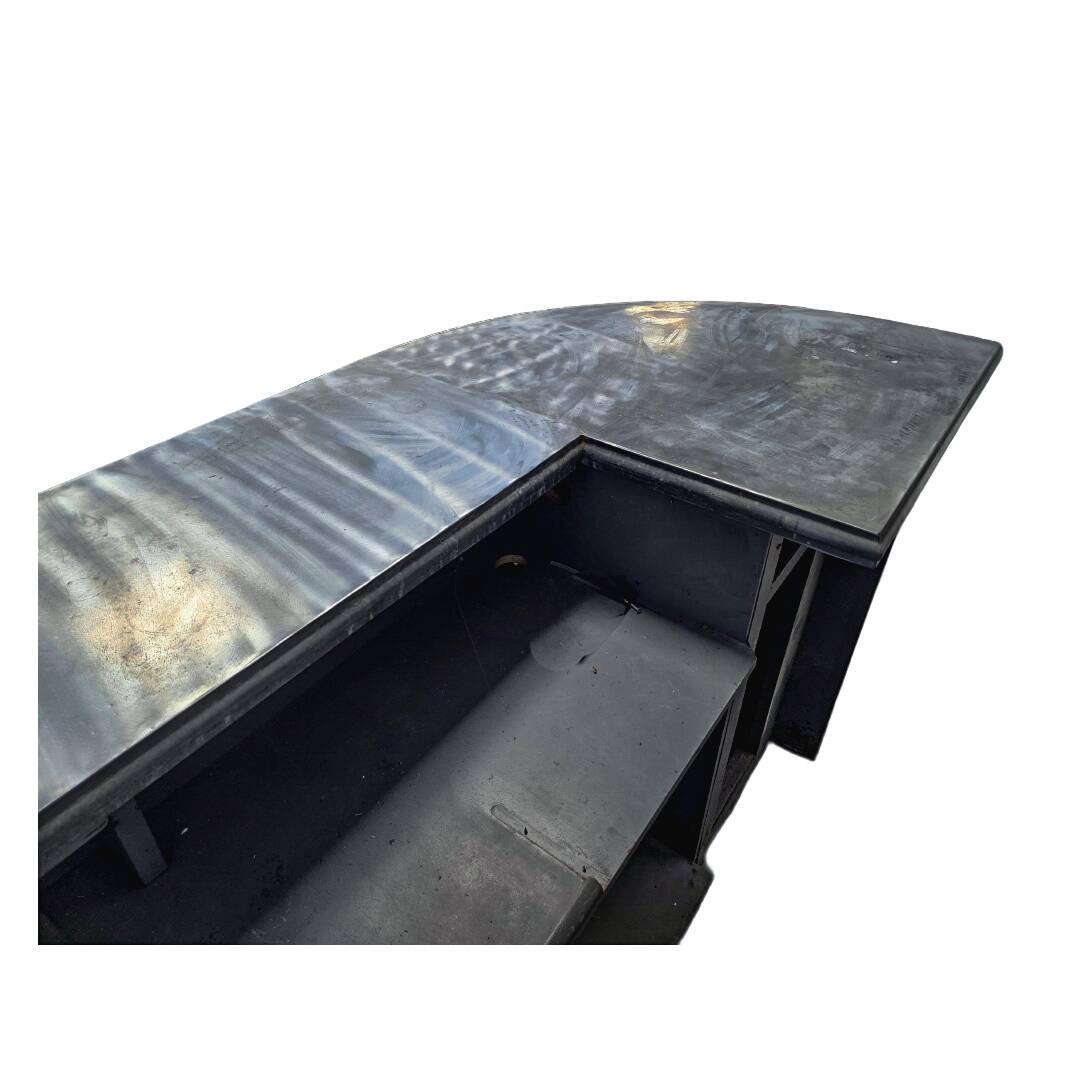 Large early 20th century inlaid wood bar counter - 410cm