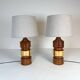 Pair of Bergboms Bitossi brass table lamps, large mid-century, 1960s, Sweden.