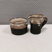 Ceramic set consisting of a sugar bowl and a milk jug from Finns keramik Denmark.