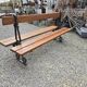 Antique double garden bench from the city of Paris in cast iron and wood