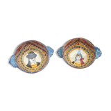 Duo bols à oreilles faïence henriot quimper