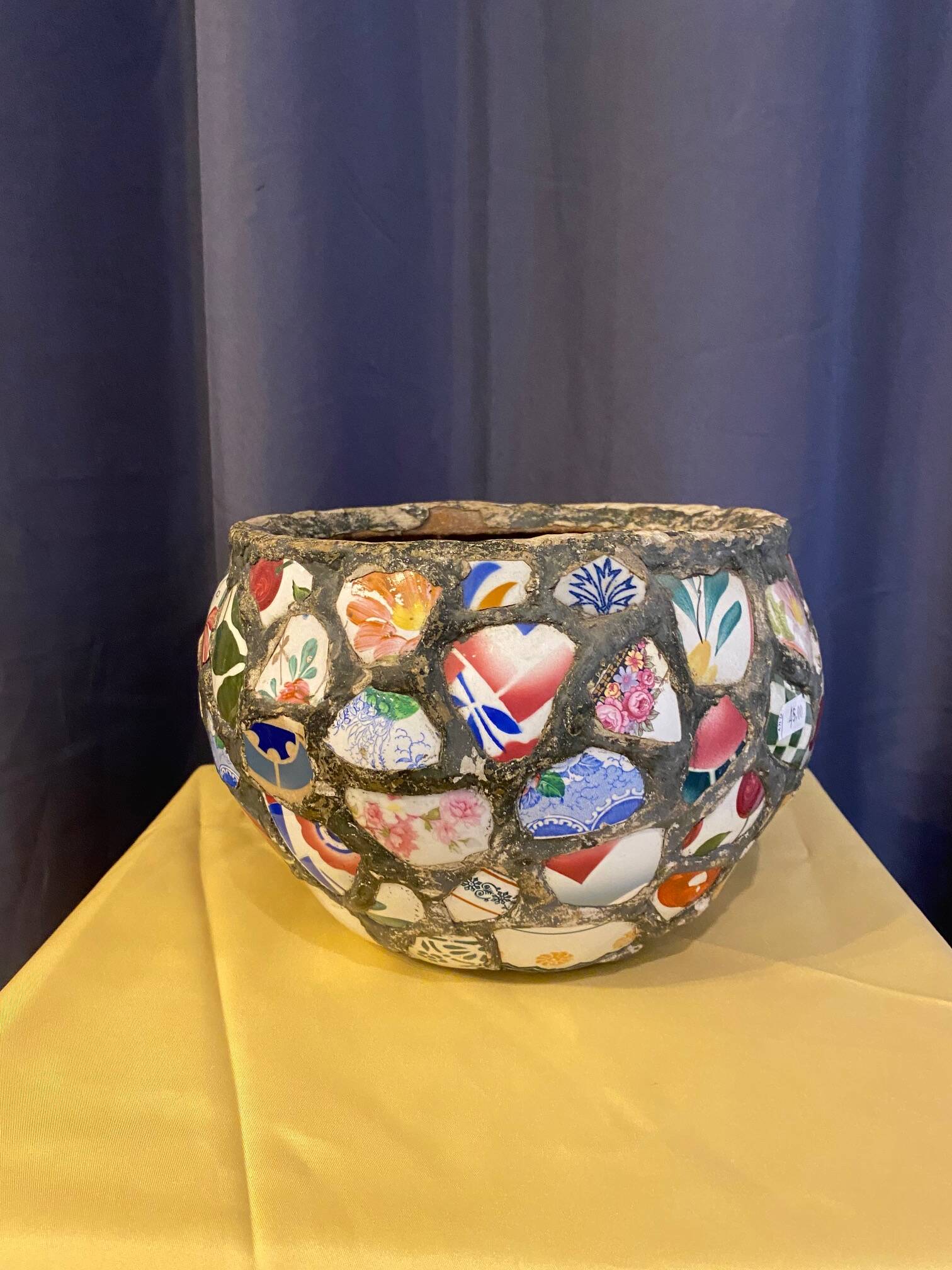 Ancien cache pot mosaique style picassiette annees 60