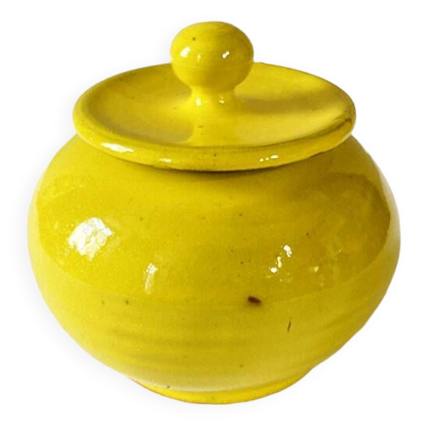 Sucrier en céramique émaillée jaune