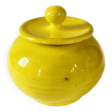 Yellow glazed ceramic sugar bowl