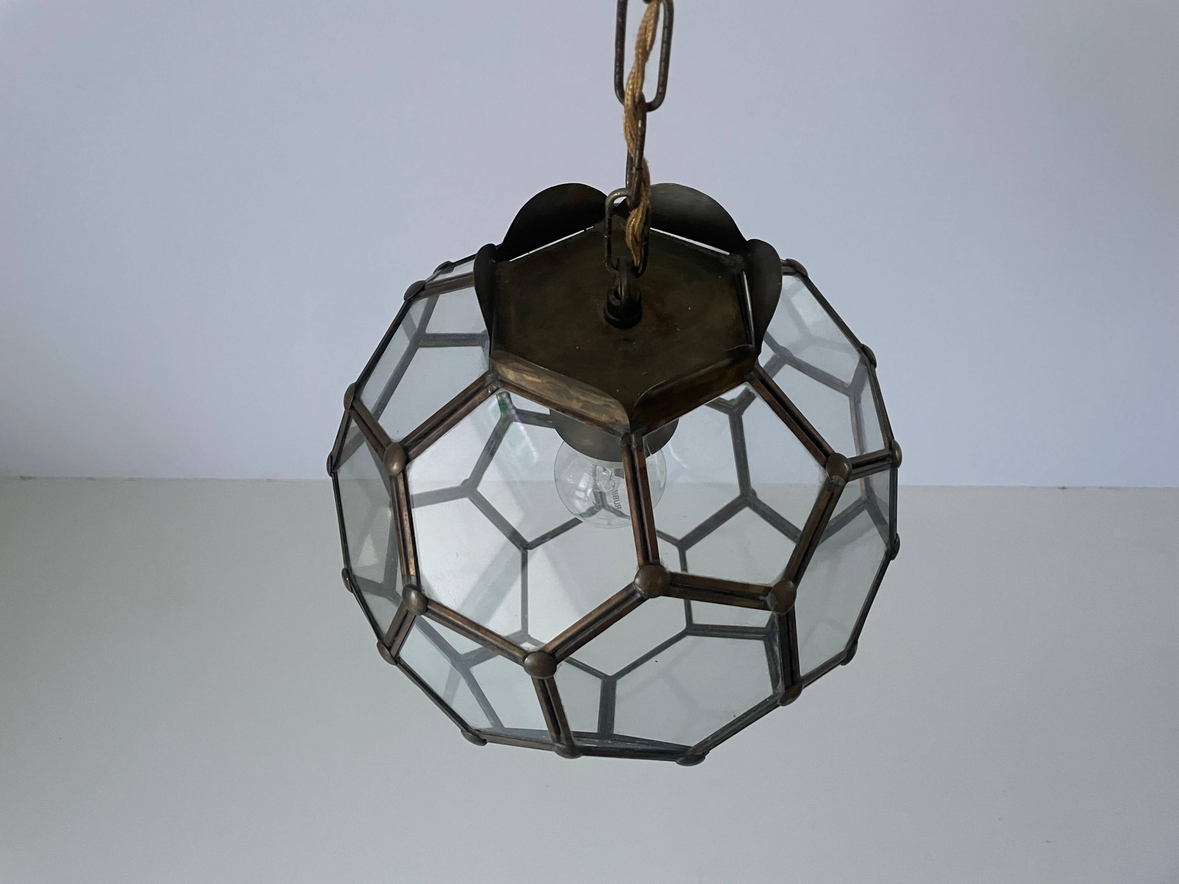 Italian Art Deco glass ceiling light in the shape of a honeycomb, 1950s, Italy.