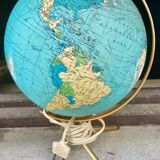 Globe world map old glass light vintage design 1970
