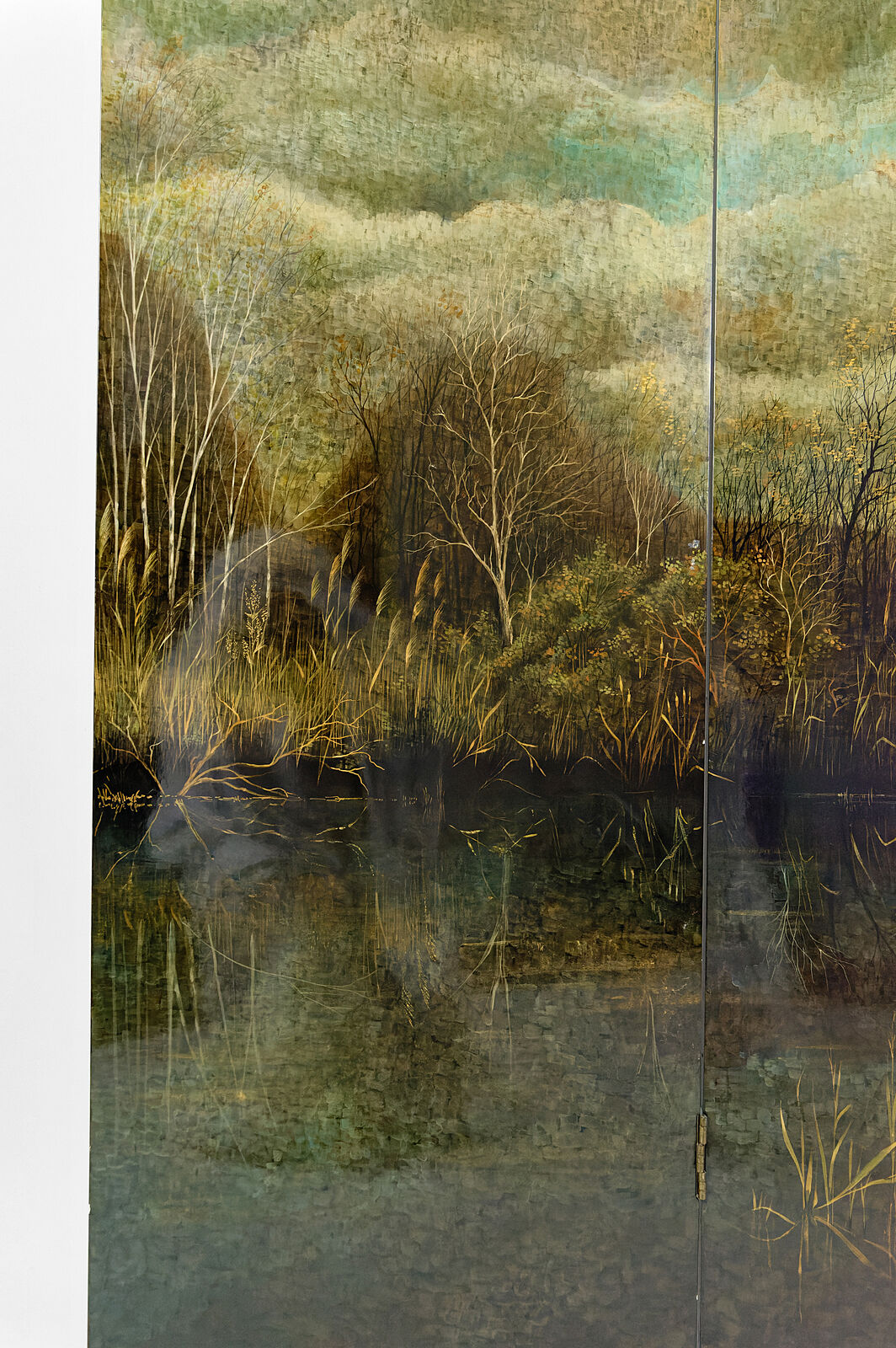 Screen by Bernard Cuenin with lacquered landscape, circa 1970