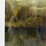Screen by Bernard Cuenin with lacquered landscape, circa 1970