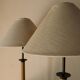Pair of wrought iron and rope table lamps, adjustable lampshade.