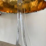 Pair large clear crystal val saint lambert table lamps - belgium 1950's