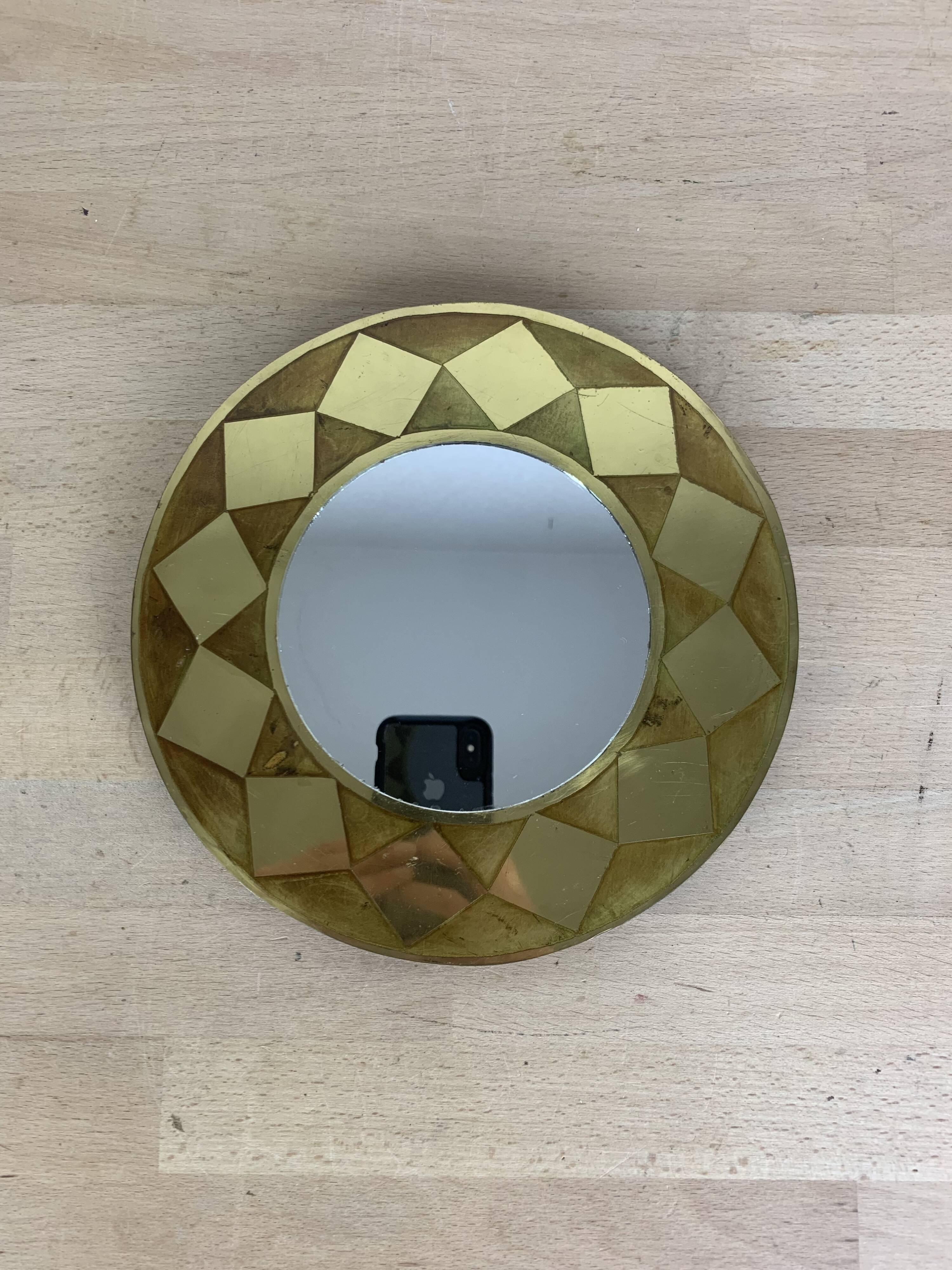 Miroir rond laiton doré vintage