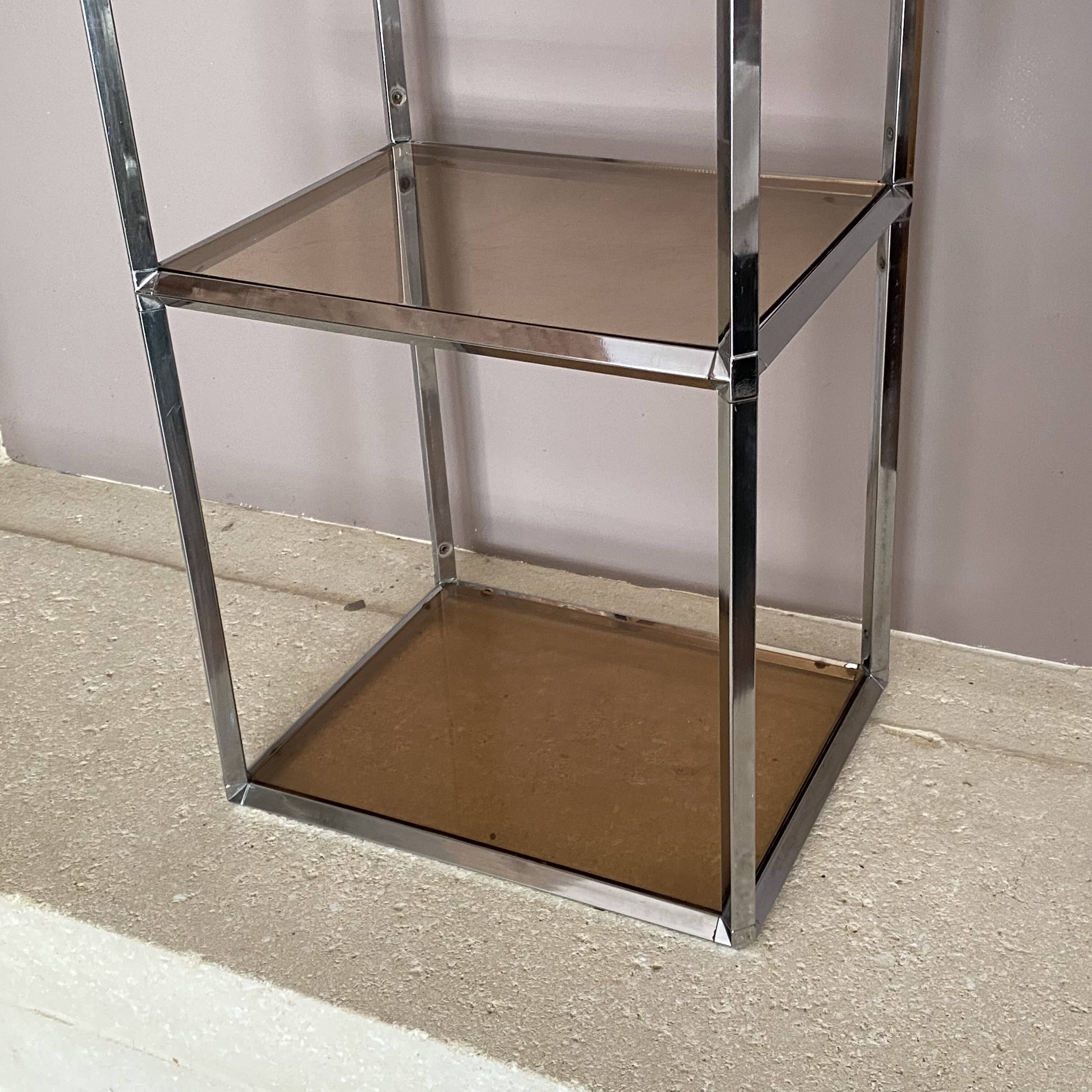 Table basse 2 modules. Chrome et plexiglas. 1970. Space age.