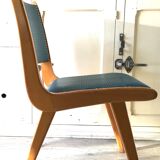 Vintage compass foot chair and studded blue skai