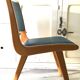 Vintage compass foot chair and studded blue skai