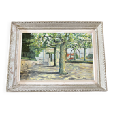 Old painting of a shady place, signed Casa