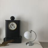 Antique articulated chrome lamp with opaline