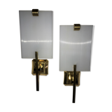 Pair of vintage 1950 brass wall light  perspex