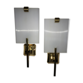 Pair of vintage 1950 brass wall light  perspex