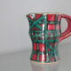 Vintage pitcher red and green art pottery