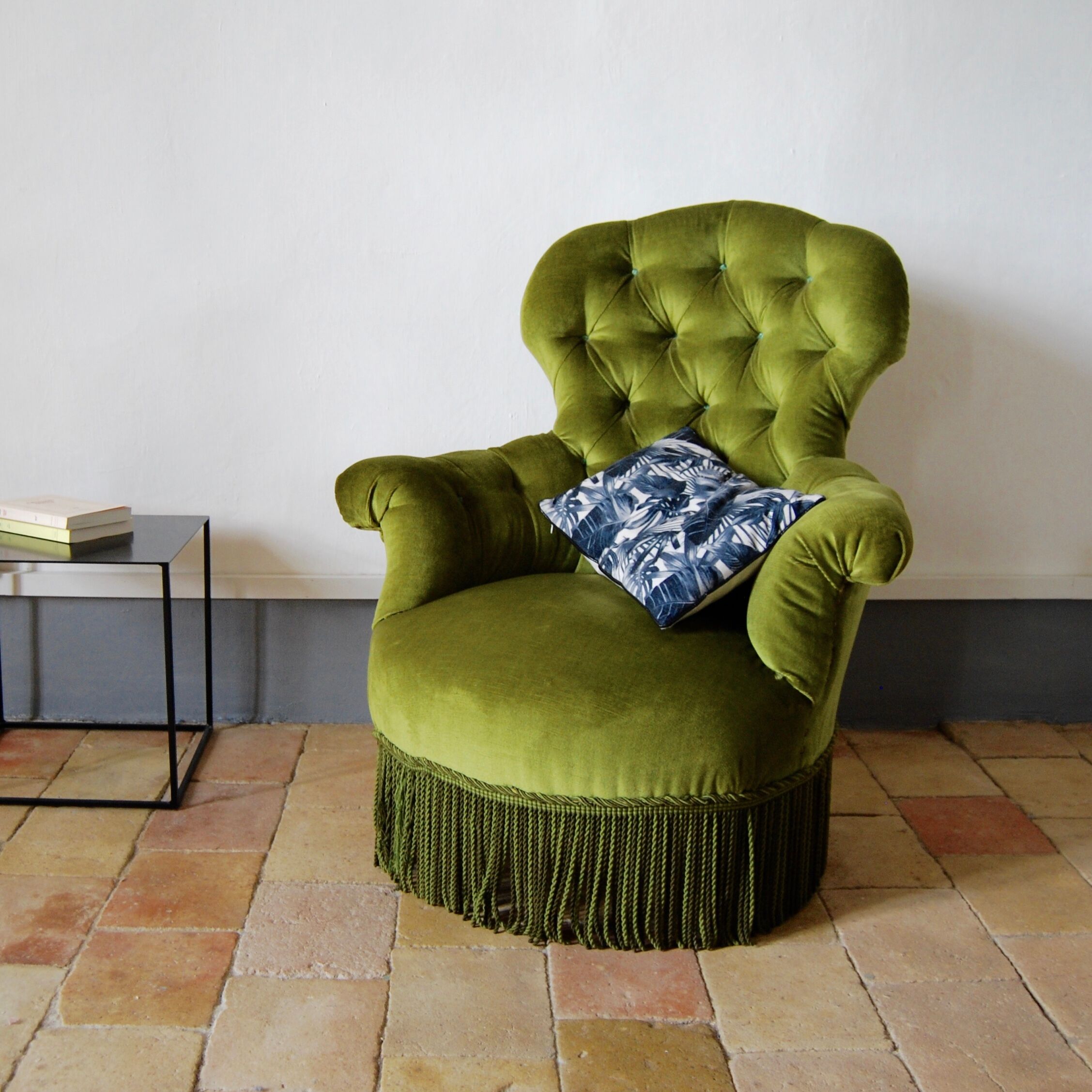 Chair padded green toad