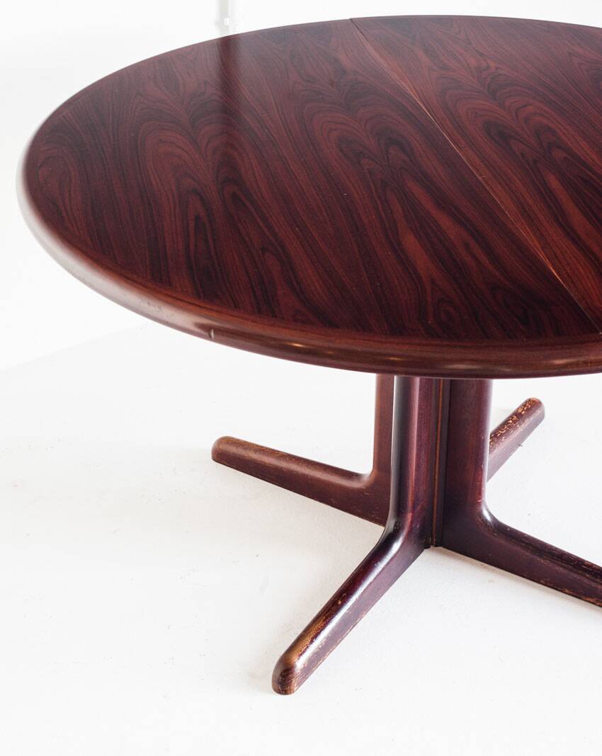 Scandinavian dining table with two extensions.Gudme Mobelfabrik. Rosewood. Denmark, 1960s